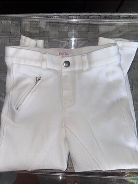 Horze Kids White Riding Breeches with Zip Pocket size 120 NWOT